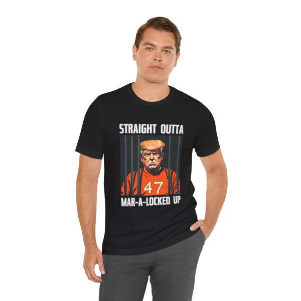 Straight Outta Mar-A-Locked Up Unisex T-Shirt – Funny Political Tee | Bold Anti-Trump Statement Shirt