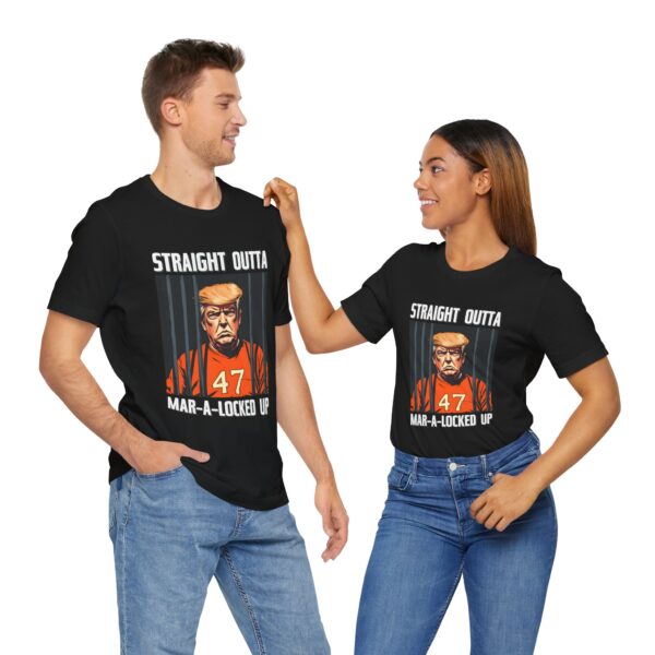 Straight Outta Mar-A-Locked Up Unisex T-Shirt – Funny Political Tee | Bold Anti-Trump Statement Shirt